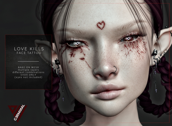 GERMINAL - LOVE KILLS face tattoo