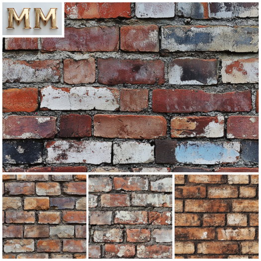 - M.M - 8 Rustic brick wall textures - Full Perm - Seamless