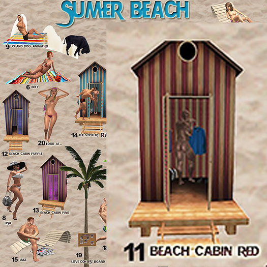 11 Sumer Beach " Beach cabin Red"