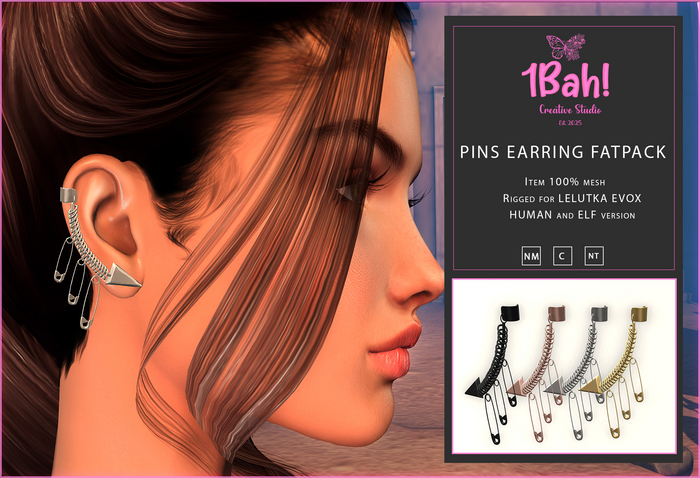 1Bah! Pins Earring LELUTKA EVOX - FATPACK