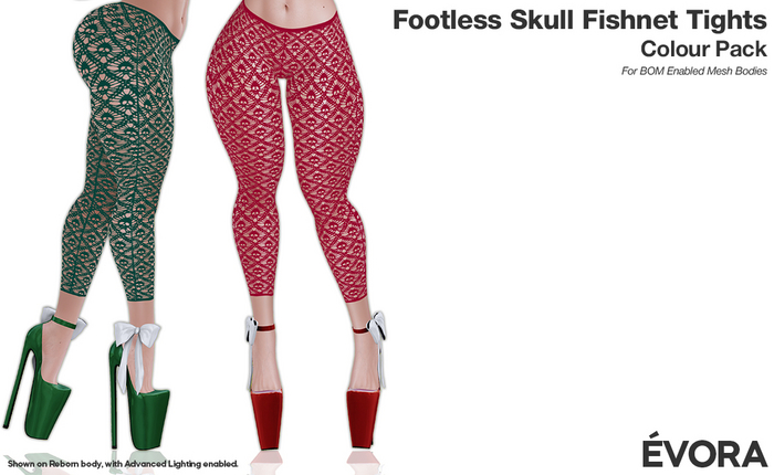 EVORA - Footless Skull Fishnet Tights (Fatpack)