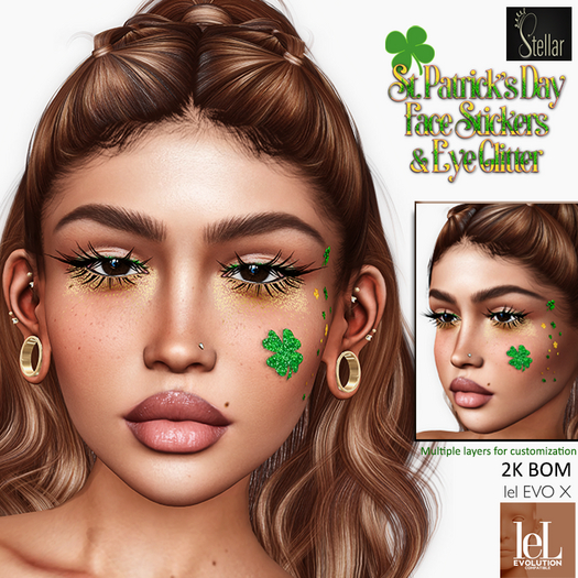 [Stellar] St. Patrick's Day Face Stickers (Shamrock) & Eye Glitter - 2k BOM