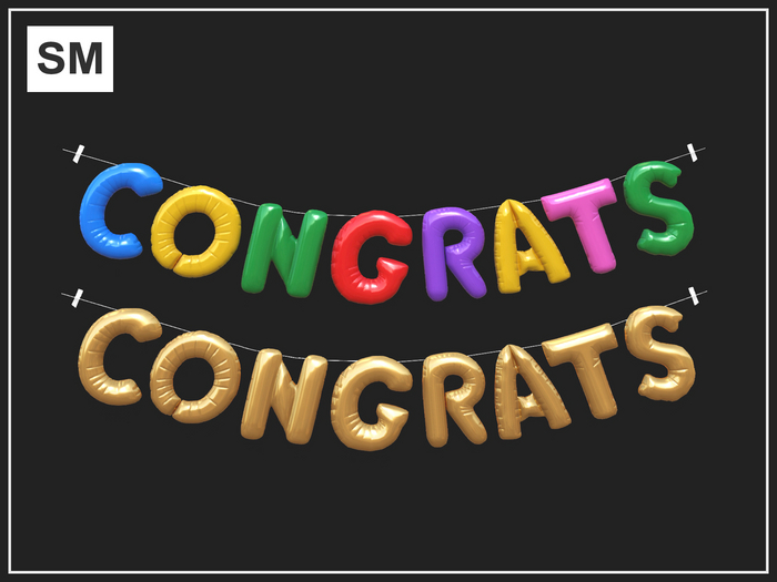 Congrats Balloon Banner (5 Colors)