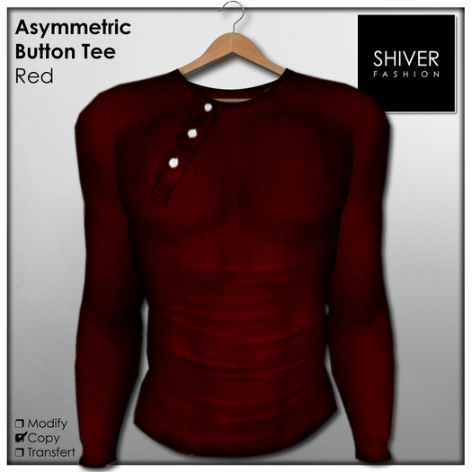 Shiver - Asymmetric Button T-Shirt - Red