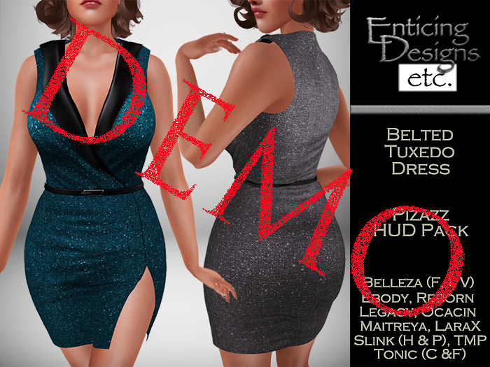 *ED DEMO Pack Belted Tuxedo Dress - Pizazz