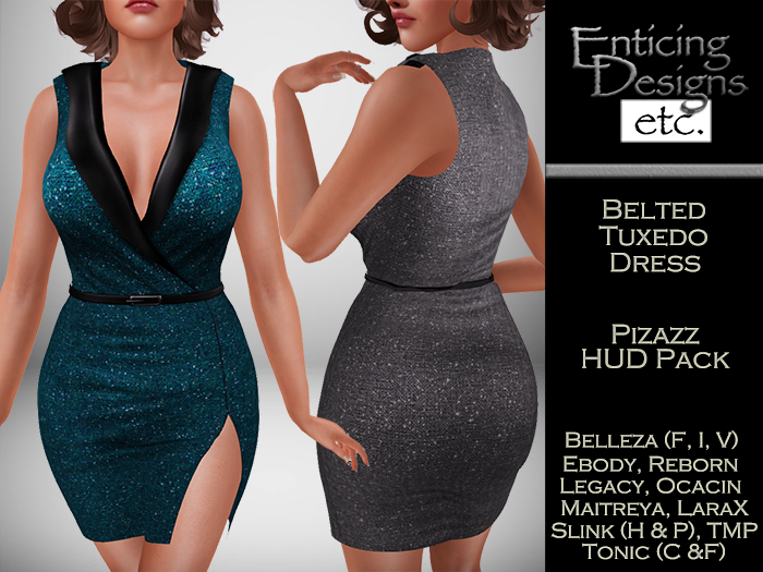*ED HUD Pack Belted Tuxedo Dress - Pizazz