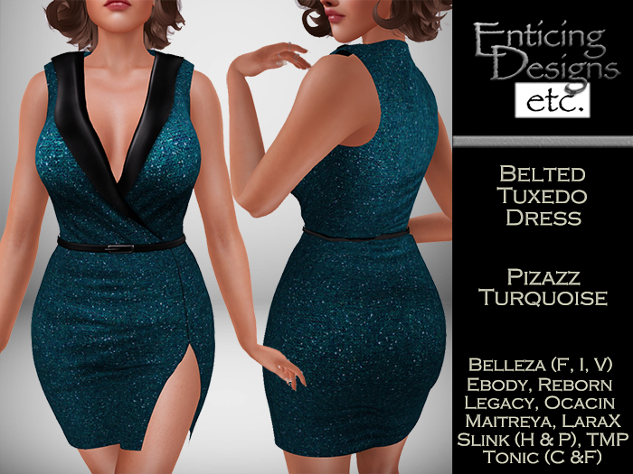 *ED Belted Tuxedo Dress - Pizazz Turquoise