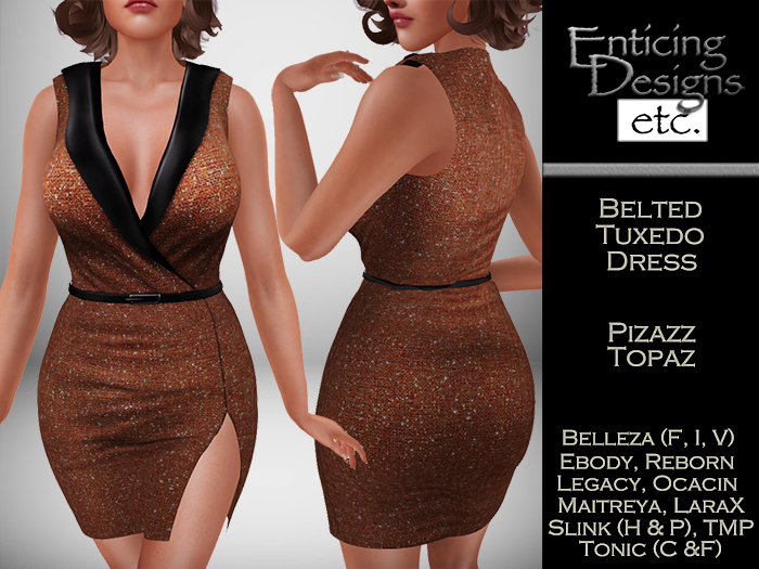 *ED Belted Tuxedo Dress - Pizazz Topaz