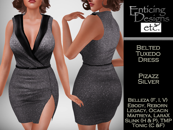 *ED Belted Tuxedo Dress - Pizazz Silver