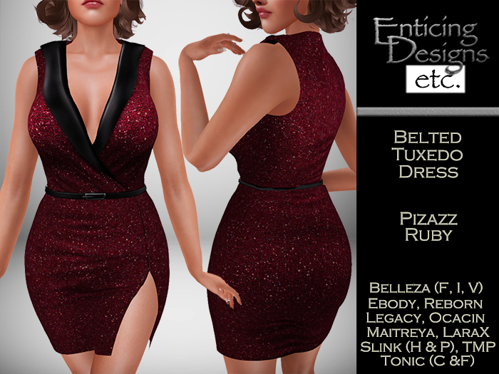 *ED Belted Tuxedo Dress - Pizazz Ruby