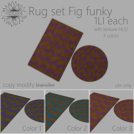~LLc~ Rug set Fig funky 1LI w. texture HUD