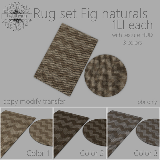 ~LLc~ Rug set Fig naturals 1LI w. texture HUD