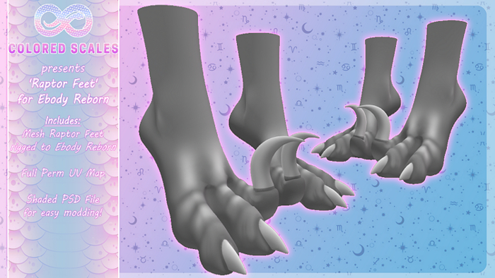 :SS: Rigged Mesh Raptor Feet {EBODY REBORN}