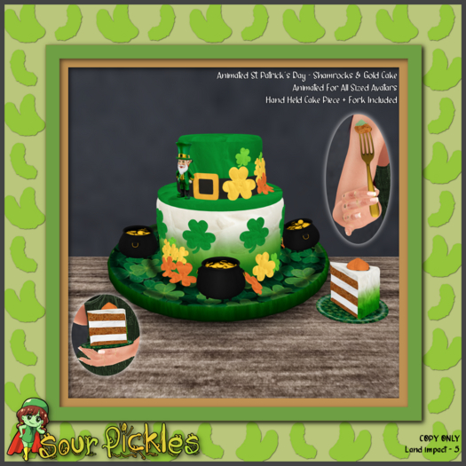 [SP] St. Patricks Day Shamrocks & Gold Cake
