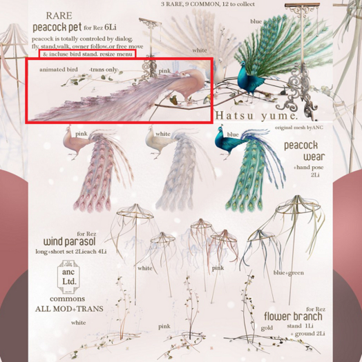 {anc} box) Hatsuyume / pink peacock PET RARE