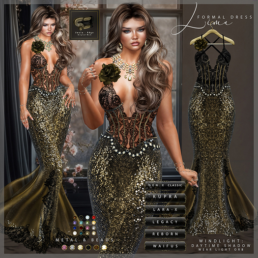 Son!a-Edge Lima Formal Mesh Dress / Gown Gold