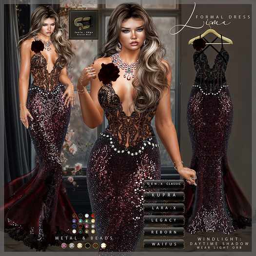 Son!a-Edge Lima Formal Mesh Dress / Gown Red