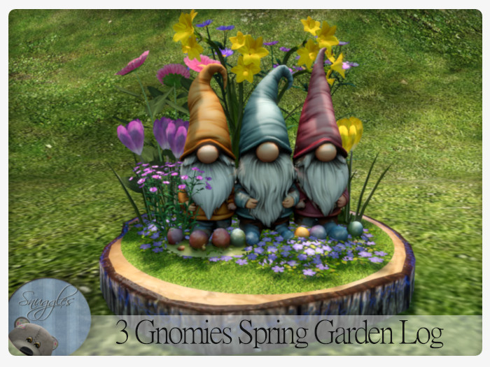 3 Gnomies Spring Garden Log  By Snuggles