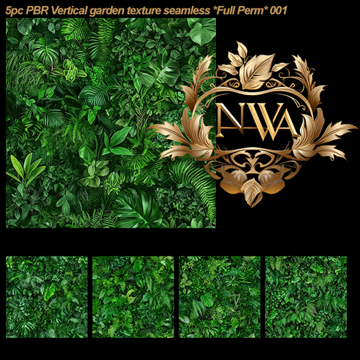 5pc PBR Vertical garden texture seamless *Full Perm* 001