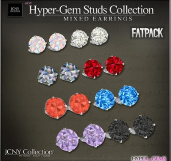 Second Life Marketplace - JCNY - Hyper-Gems Stud Earrings - FATPACK
