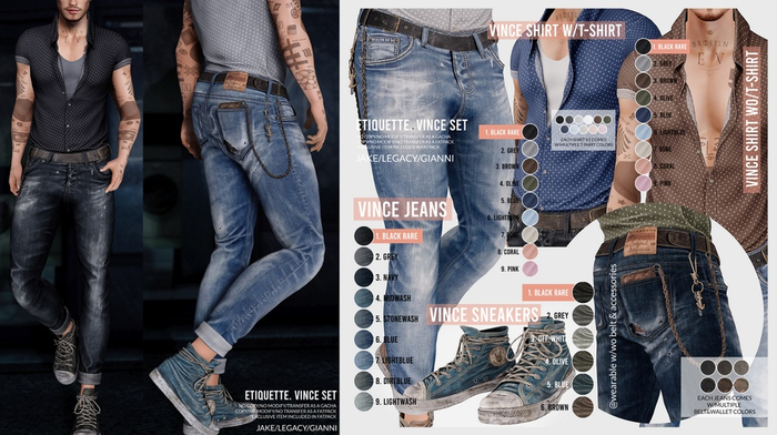.etiquette. Vince Set + RARE - GIANNI (Signature )