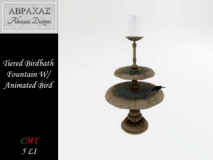 Tiered Birdbath Fountain With Animated Bird