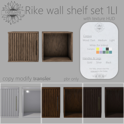 ~LLc~ Rike wall shelf set 1LI w. texture HUD