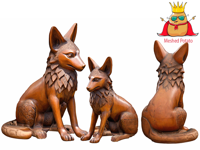 Wolf Wooden Statue Full Perm