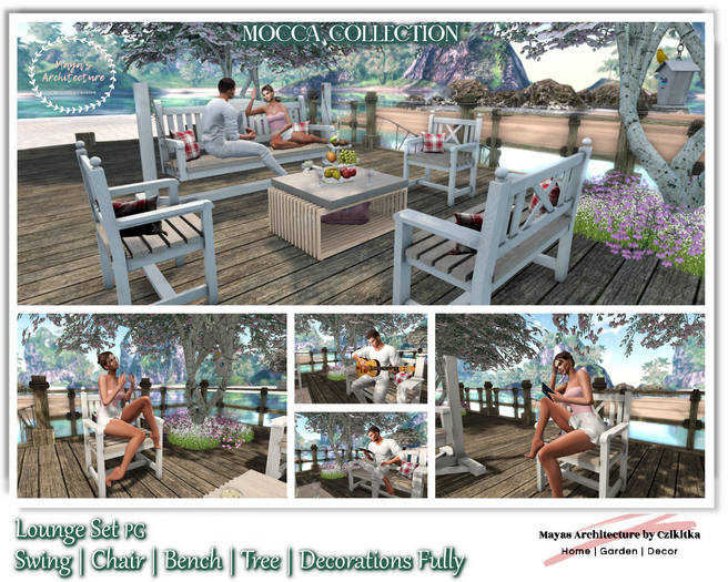 Mayas| Lounge Outdoor | Wood Chair | Wood Table | Swing | Summer Tree | Animate Bird | Wooden Bench PG