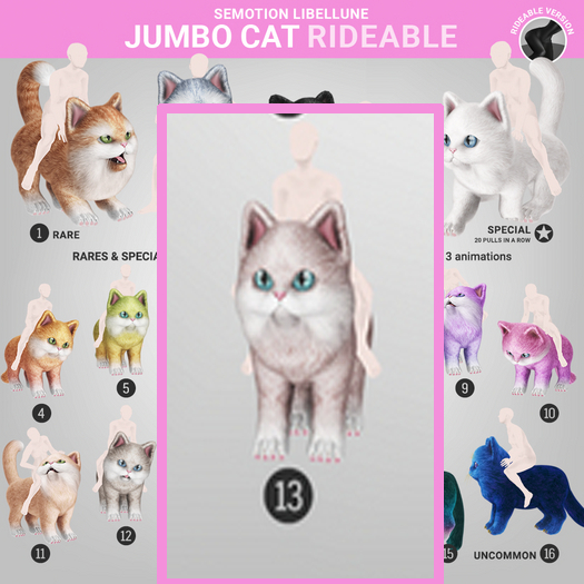 SEmotion Libellune Jumbo Cat Rideable COMMON 13