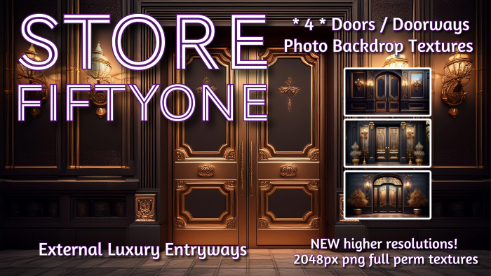 FOUR External Luxury Doors Photo Studio Backdrop Textures - Dark - 2K - Store FiftyOne