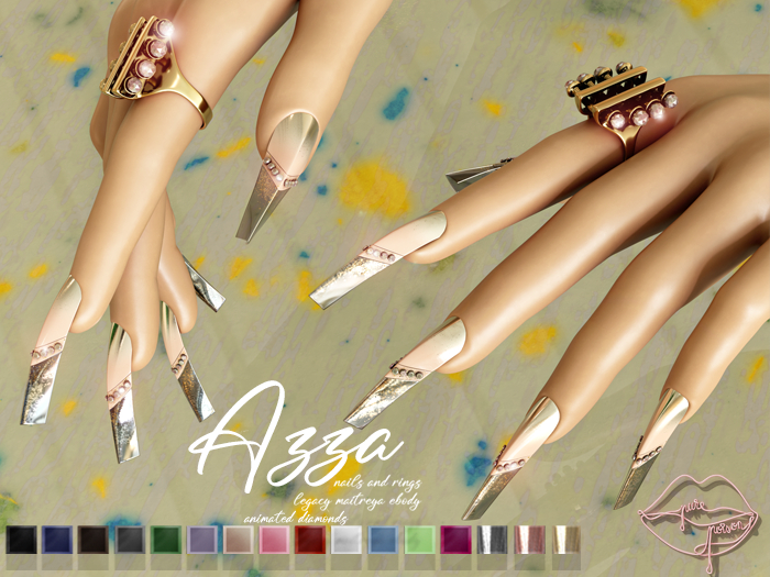 Pure Poison - Azza Nails and Rings with animated diamonds for Legacy, Maitreya, Ebody, GenX