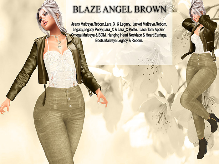 !CGF-*Blaze Angel Brown* Jeans & Jacket Outfit