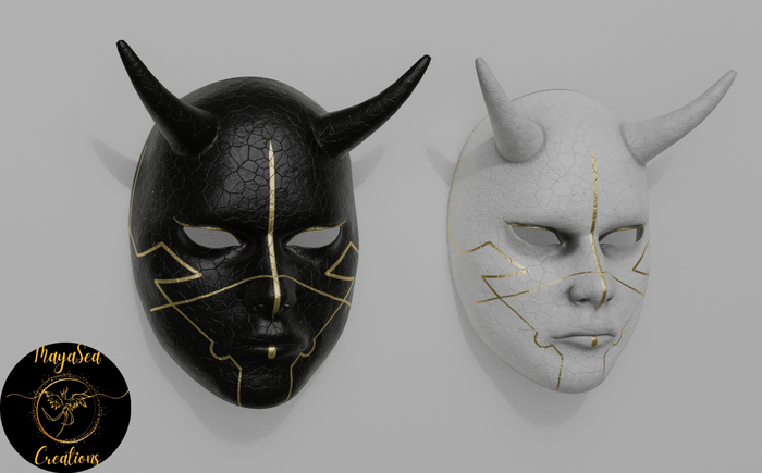 Demon Mask B&W Full Perm Mesh ♥