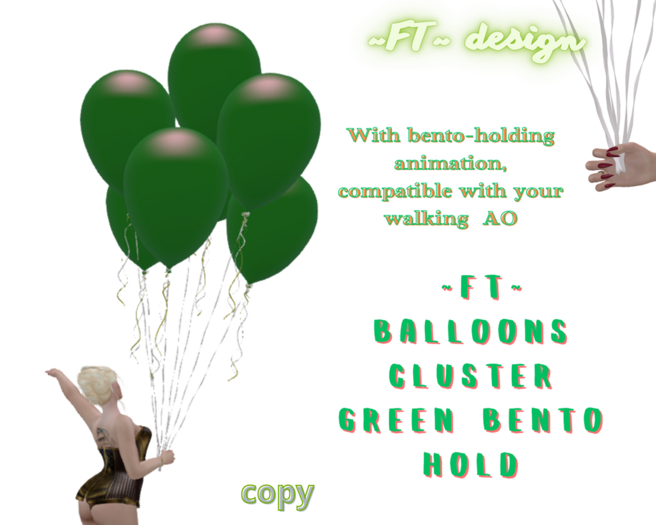 ~ FT~Balloons cluster green bento Hold 