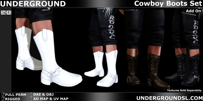 (UG FULL PERM) - Cowboy Boots Add On Set