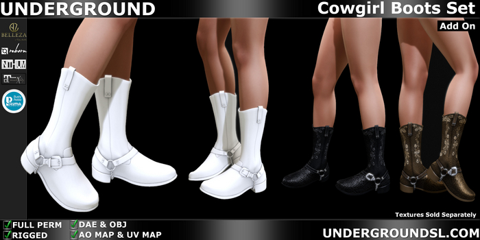 (UG FULL PERM) - Cowgirl Boots Add On Set