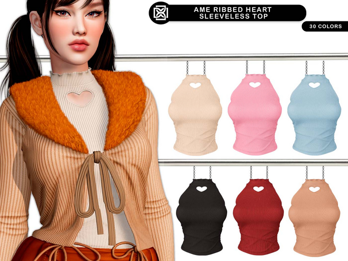 Addams // Ame Ribbed Heart Sleeveless Top // FATPACK