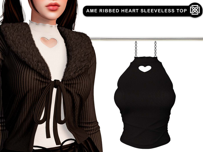 Addams // Ame Ribbed Heart Sleeveless Top // N*30