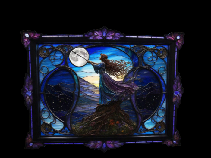 HB: Stained Glass Witch Wall Art Decor FuLL PERM