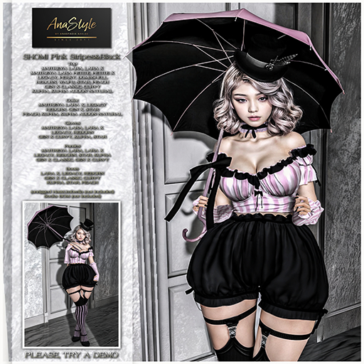 AnaSTyle - Shomi Pink Stripes&Black Outfit (WEAR)*