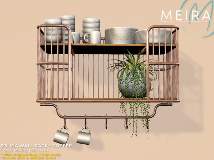 Second Life Marketplace - Meira Solvia Wall Rack - Copper