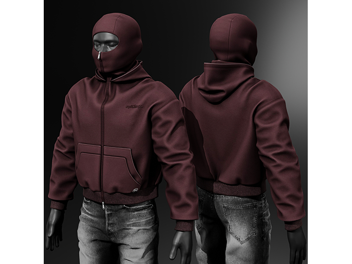[R8TERZ] Zack Set Closed Balaclava Jacket Wine