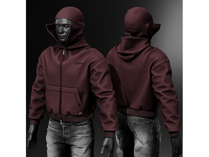 [R8TERZ] Zack Set Open Balaclava Jacket Wine