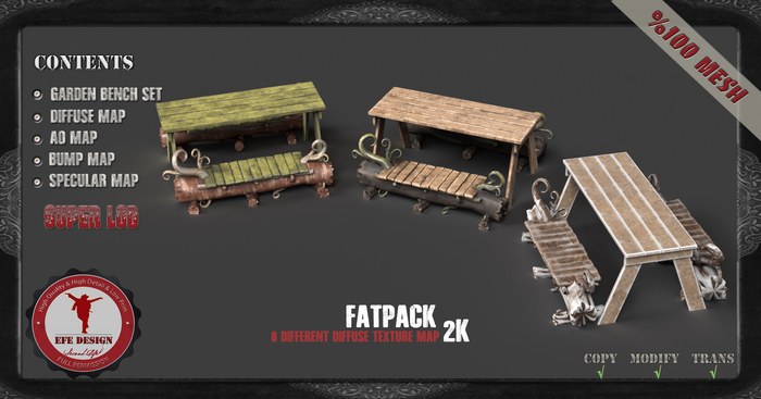 (Efe Design) Garden Bench Set Fatpack Fullperm 