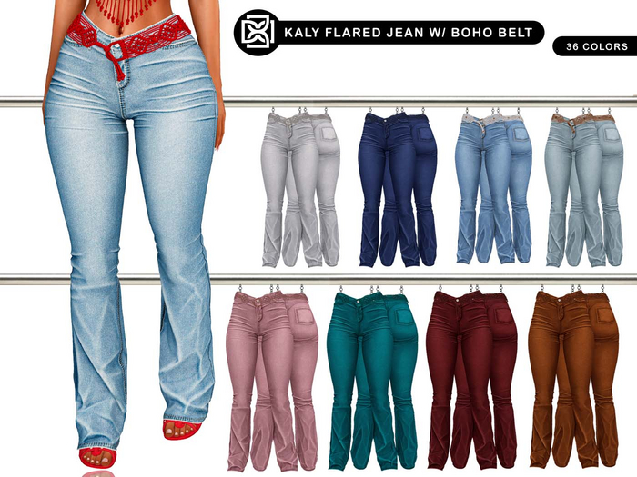 Addams - Kaly Flared Jean whit Boho Belt #FATPACK