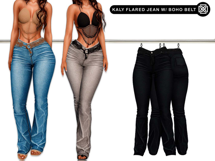 Addams - Kaly Flared Jean whit Boho Belt #30