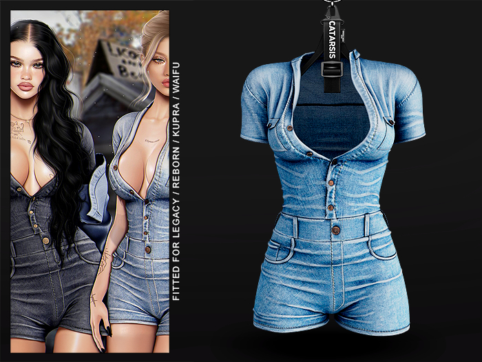 "CATARSIS" HATE IT OR LOVE IT Romper - DENIM V9