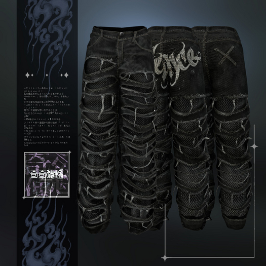 ..KIKI KAIKAI..Heavily ddl denim pants(black)