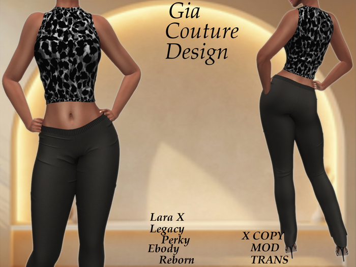 "GCD" Kaytie Leopard Print Top Black